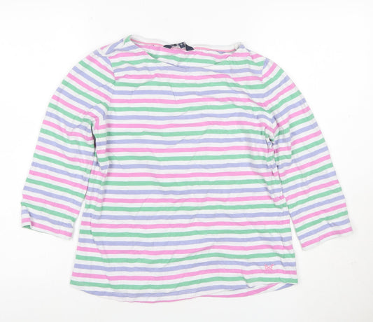Crew Clothing Company Women Multicoloured Stripe Jersey Top UK 12 3/4 Sleeve