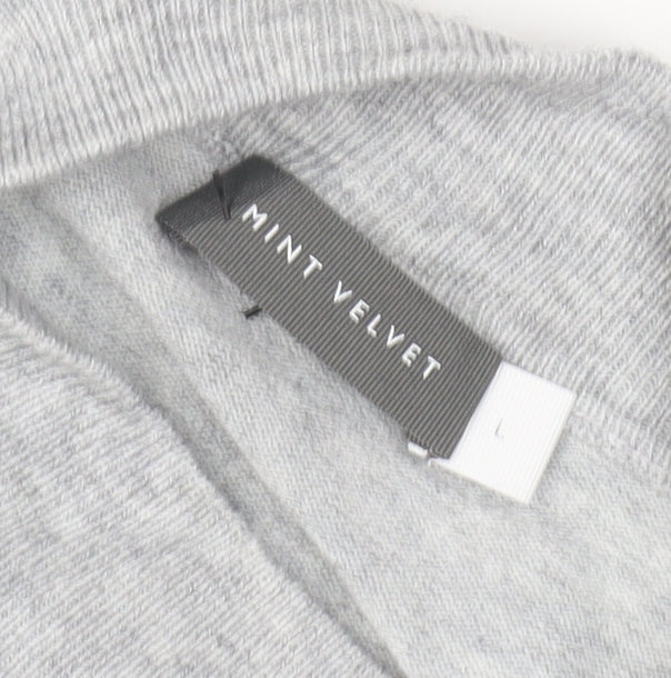 Mint Velvet Women Grey L Belted Knit Jumper Dress Long Sleeve