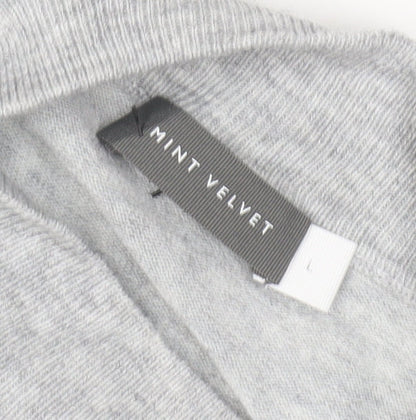 Mint Velvet Women Grey L Belted Knit Jumper Dress Long Sleeve