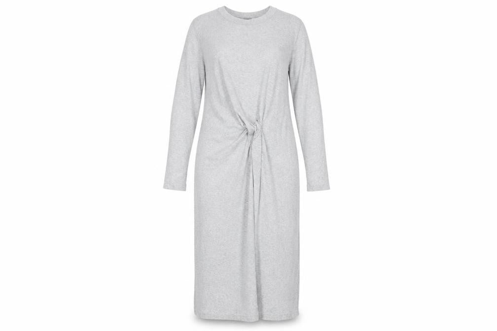 Mint Velvet Women Grey L Belted Knit Jumper Dress Long Sleeve
