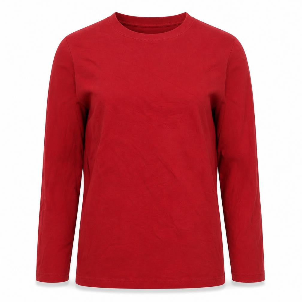 Cotton Traders Women Red M Crew Neck Long Sleeve Cotton Pullover Jumper