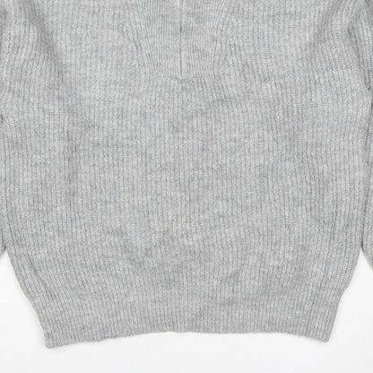 Jack Wills Women Grey UK 12 Chunky Knit Half Zip High Neck Jumper