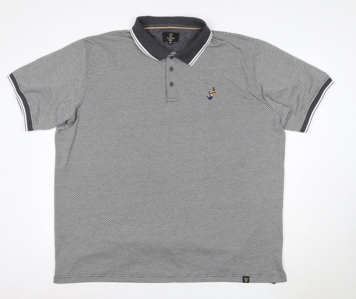 Guinness Men's Grey 3XL Geometric Logo Short Sleeve Polo Shirt