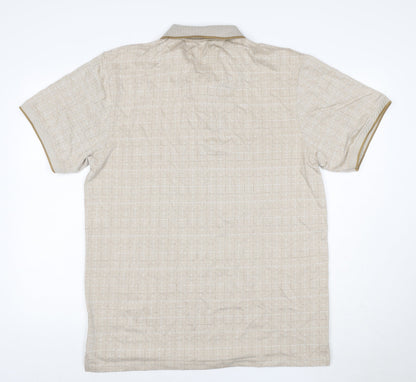 Charles Norton Men's Beige XL Geometric 1/4 Zip Polo Shirt