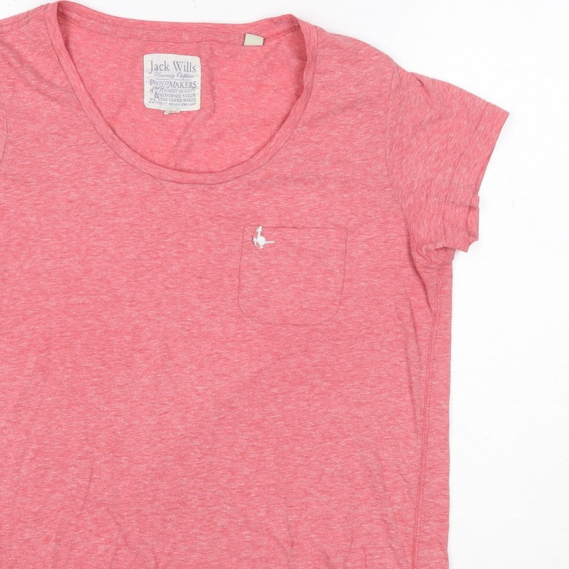 Jack Wills Women Pink UK 12 Basic Pocket Embroidered T-Shirt