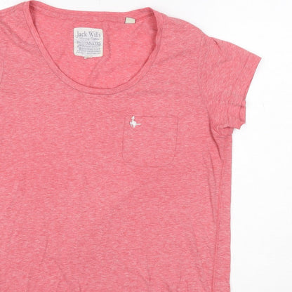 Jack Wills Women Pink UK 12 Basic Pocket Embroidered T-Shirt