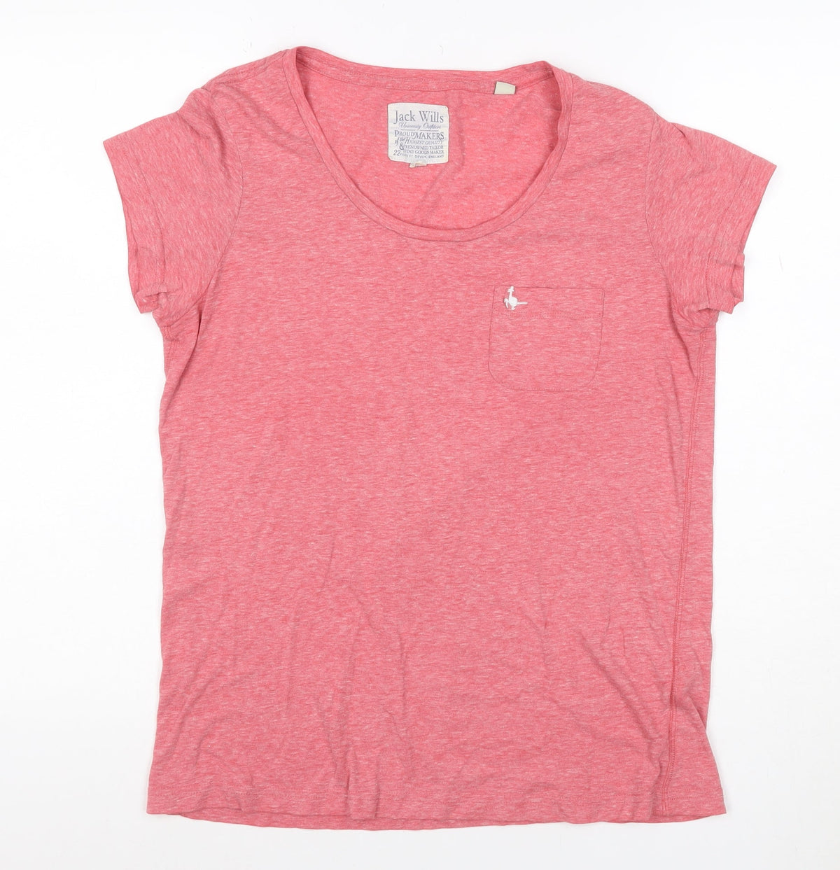 Jack Wills Women Pink UK 12 Basic Pocket Embroidered T-Shirt