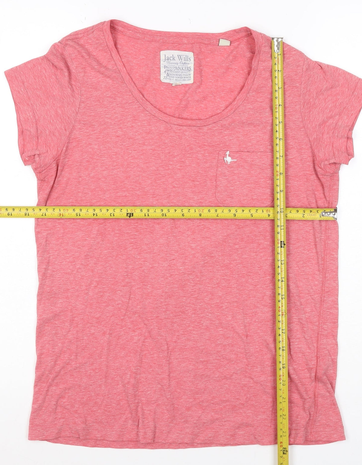 Jack Wills Women Pink UK 12 Basic Pocket Embroidered T-Shirt