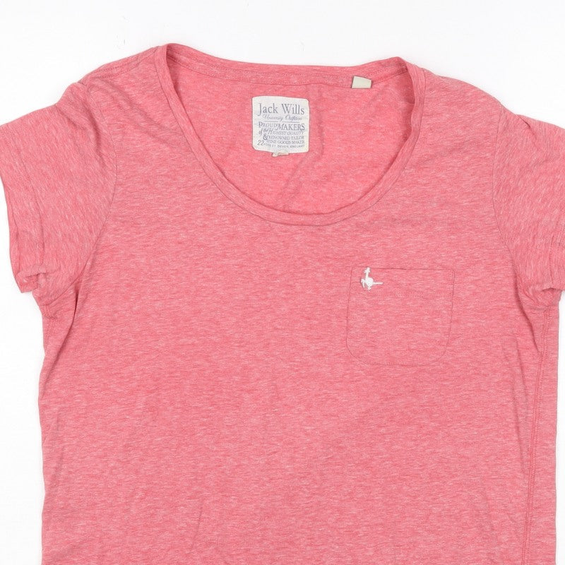 Jack Wills Women Pink UK 12 Basic Pocket Embroidered T-Shirt