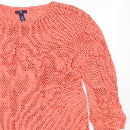 Gap Women’s Orange XS Open Knit Scoop Neck Long Sleeve Jumper