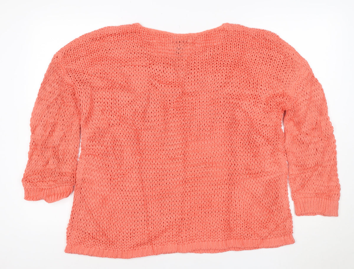 Gap Women’s Orange XS Open Knit Scoop Neck Long Sleeve Jumper