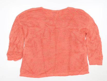 Gap Women’s Orange XS Open Knit Scoop Neck Long Sleeve Jumper