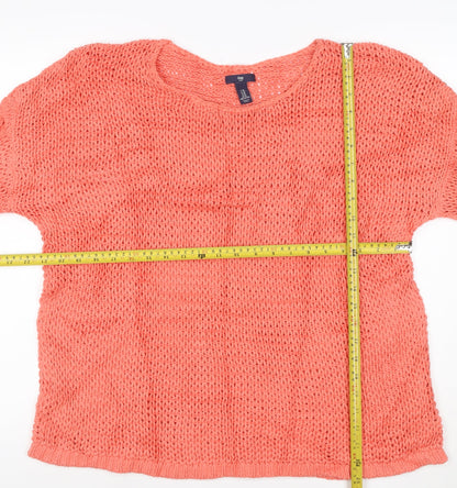 Gap Women’s Orange XS Open Knit Scoop Neck Long Sleeve Jumper