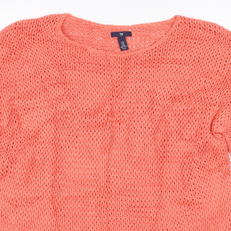 Gap Women’s Orange XS Open Knit Scoop Neck Long Sleeve Jumper