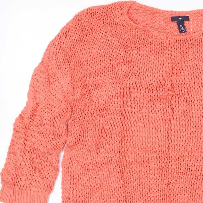 Gap Women’s Orange XS Open Knit Scoop Neck Long Sleeve Jumper