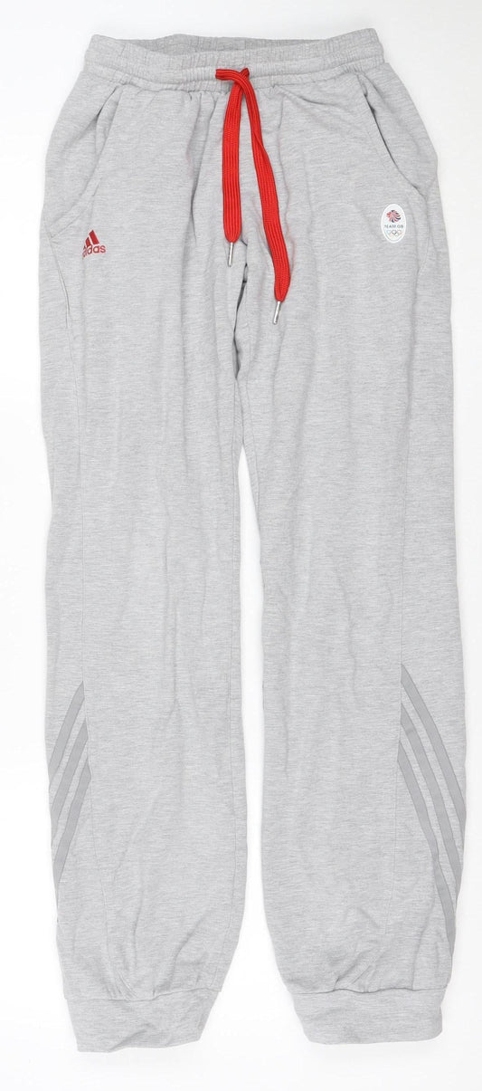 Back view of Adidas unisex adults grey s jogger team gb london 2012 track pants
