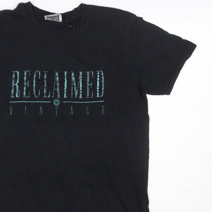 Reclaimed Vintage Men’s Black Logo Graphic Crew Neck T-Shirt Size S