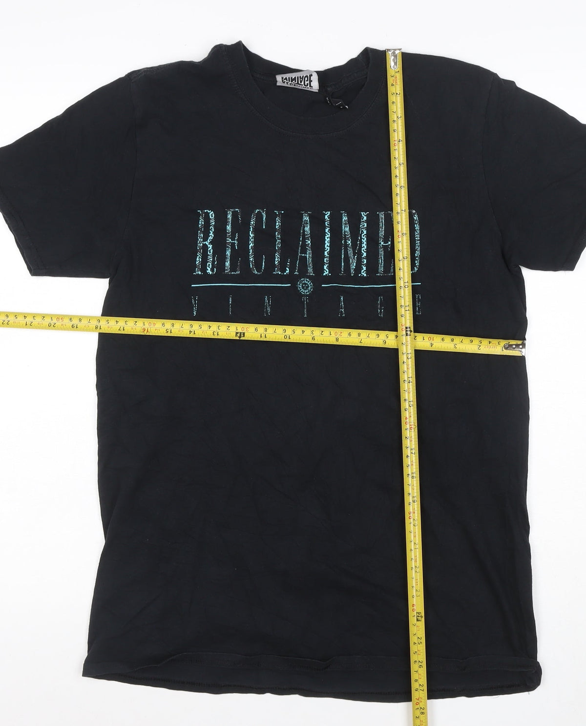 Reclaimed Vintage Men’s Black Logo Graphic Crew Neck T-Shirt Size S
