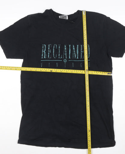 Reclaimed Vintage Men’s Black Logo Graphic Crew Neck T-Shirt Size S