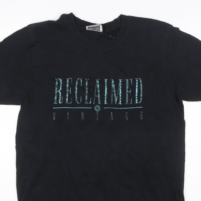 Reclaimed Vintage Men’s Black Logo Graphic Crew Neck T-Shirt Size S