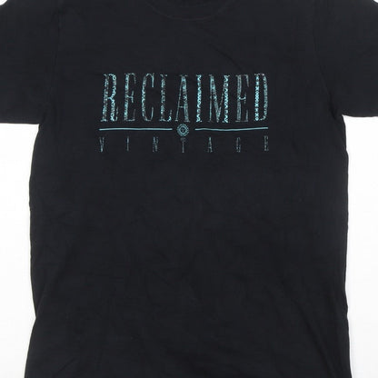 Reclaimed Vintage Men’s Black Logo Graphic Crew Neck T-Shirt Size S