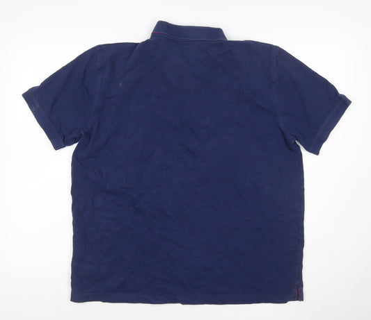 GANT Men’s Blue XL Cotton Stretch Logo Polo Shirt Red Trim