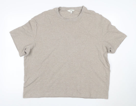 Marks and Spencer Men's Beige 3XL Regular Textured Crew Neck T-Shirt