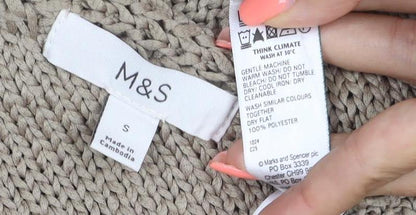 Marks & Spencer Womens Beige Size S Chunky Knit Raglan Sleeve Jumper