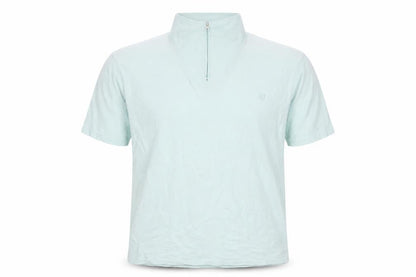 Crombie Men’s Blue M Slim Fit 1/4 Zip Cotton Polo Shirt
