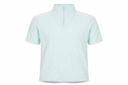 Crombie Men’s Blue M Slim Fit 1/4 Zip Cotton Polo Shirt