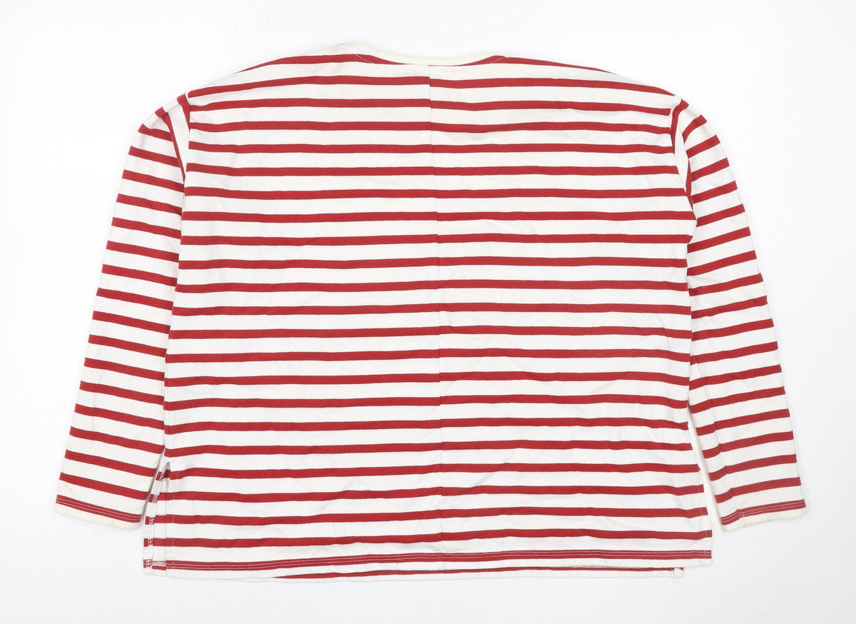 ASOS Women Red White Striped Jersey Long Sleeve T-Shirt UK 8