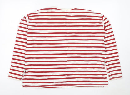 ASOS Women Red White Striped Jersey Long Sleeve T-Shirt UK 8