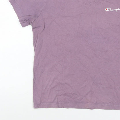 Champion Unisex Adults Purple Small Logo Crew Neck Short Sleeve T-Shirt