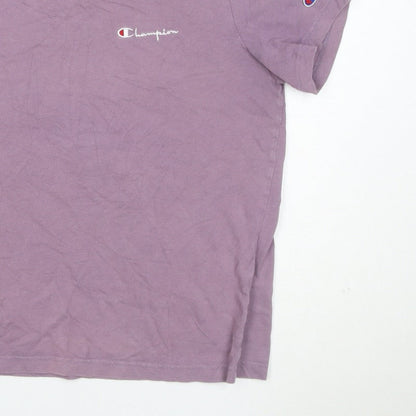 Champion Unisex Adults Purple Small Logo Crew Neck Short Sleeve T-Shirt