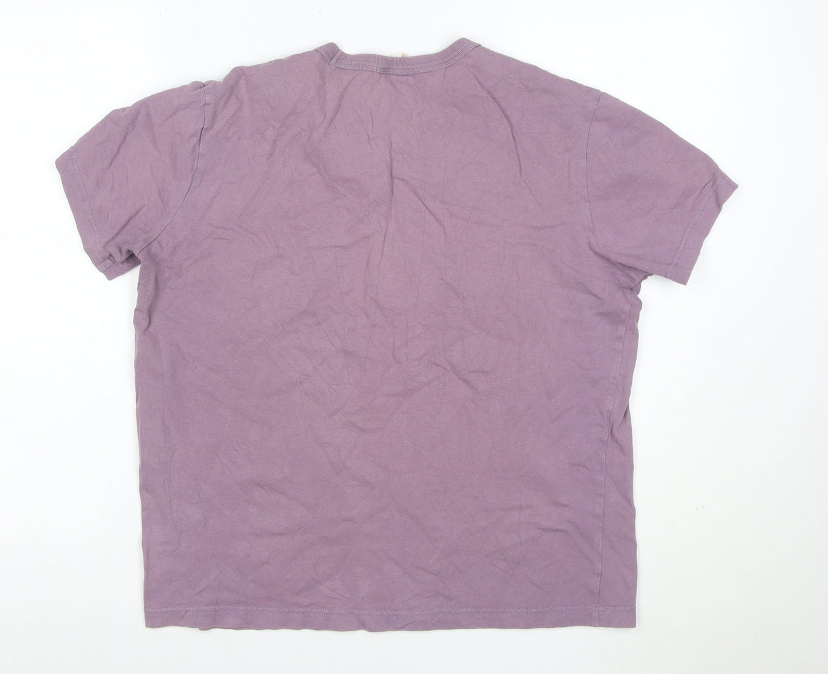 Champion Unisex Adults Purple Small Logo Crew Neck Short Sleeve T-Shirt