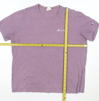 Champion Unisex Adults Purple Small Logo Crew Neck Short Sleeve T-Shirt