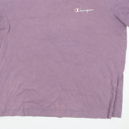 Champion Unisex Adults Purple Small Logo Crew Neck Short Sleeve T-Shirt