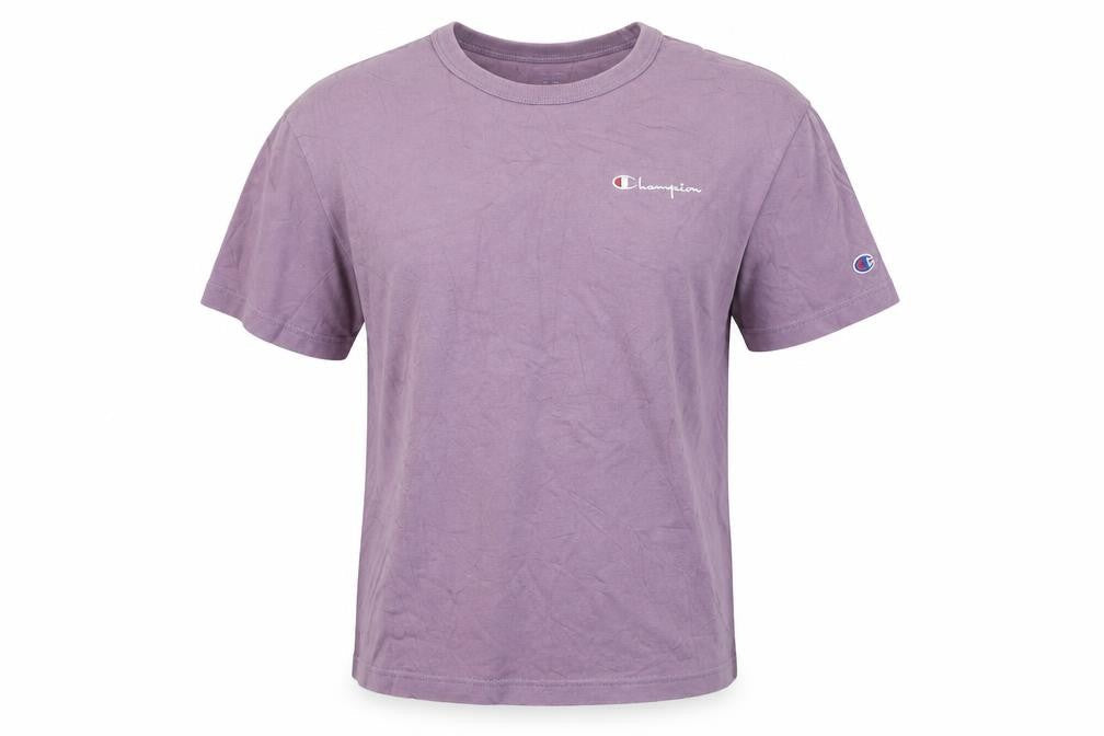 Champion Unisex Adults Purple Small Logo Crew Neck Short Sleeve T-Shirt