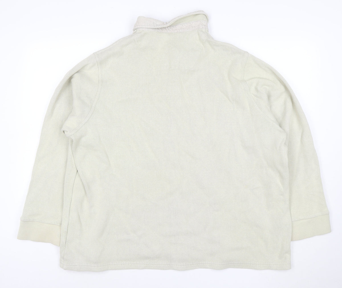 Marks & Spencer Men Ivory 2XL Henley Collared Cotton Sweatshirt