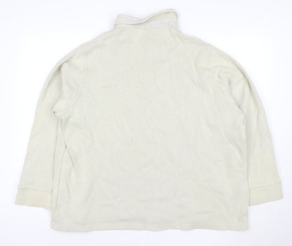 Marks & Spencer Men Ivory 2XL Henley Collared Cotton Sweatshirt