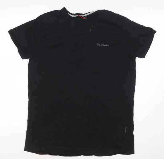 Pierre Cardin Men’s Black XL Crew Neck Logo Short Sleeve T-Shirt