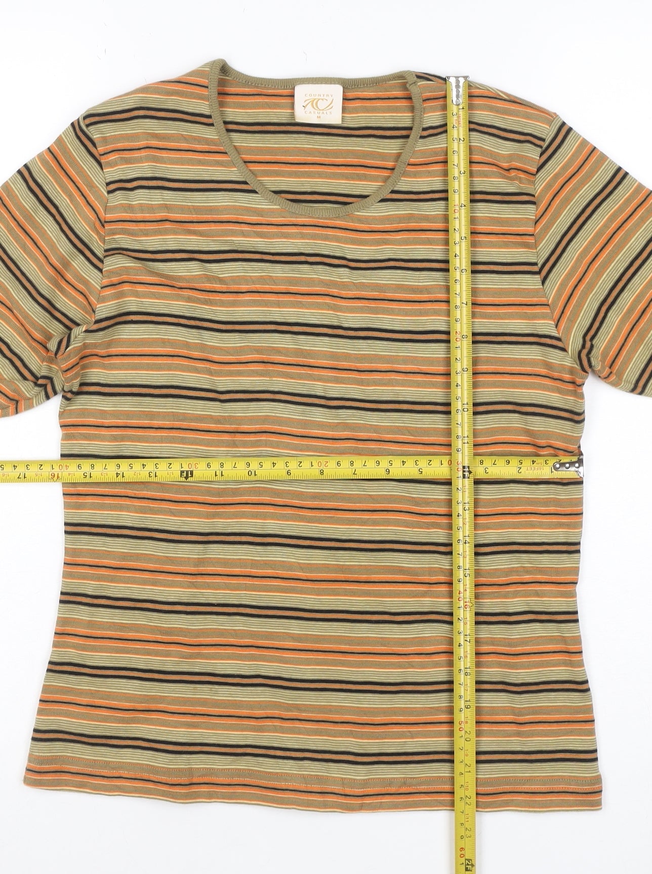 Country Casuals Women Multicoloured M Striped Cotton Jersey T-Shirt