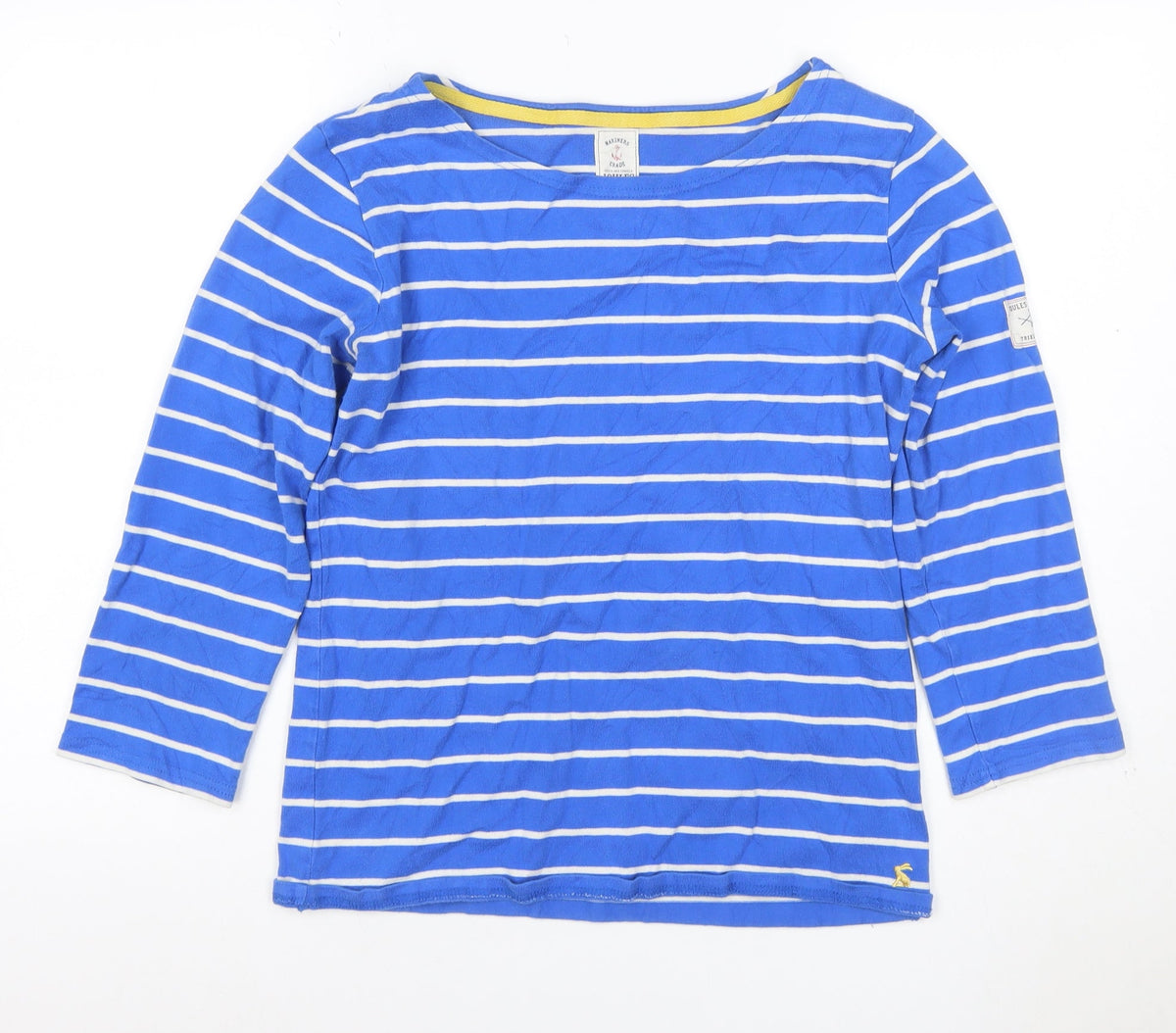 Additional front view of Joules Teens Blue White Stripe Jersey Long Sleeve T-Shirt, size 6