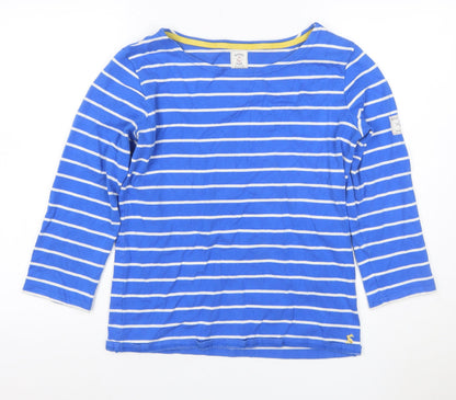 Additional front view of Joules Teens Blue White Stripe Jersey Long Sleeve T-Shirt, size 6