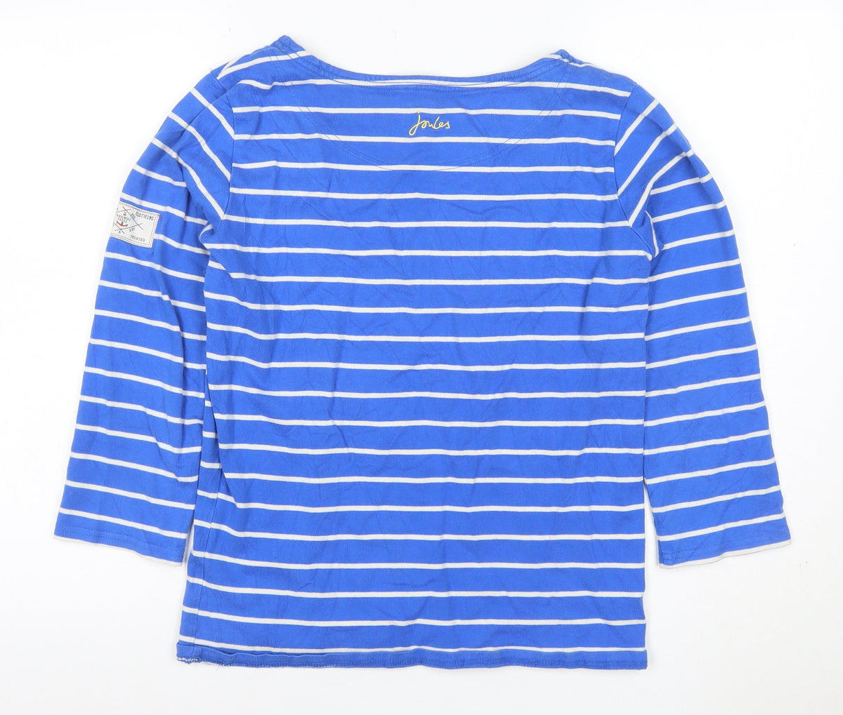 Back view of Joules Teens Blue White Stripe Jersey Long Sleeve T-Shirt, size 6