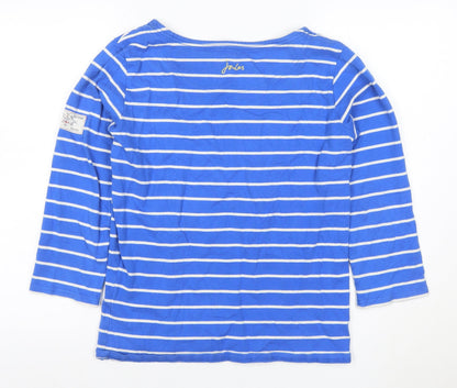 Back view of Joules Teens Blue White Stripe Jersey Long Sleeve T-Shirt, size 6
