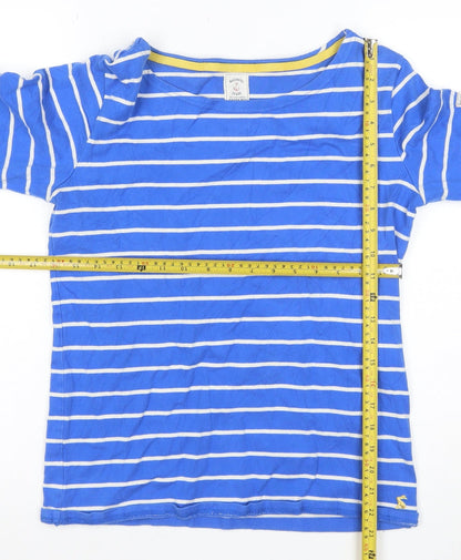 Close-up detail of Joules Teens Blue White Stripe Jersey Long Sleeve T-Shirt, size 6