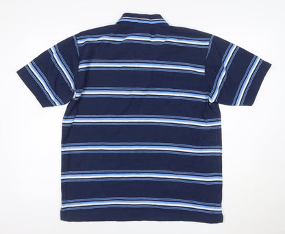 City Men’s Blue XL Manchester City Crest Striped Short Sleeve Polo