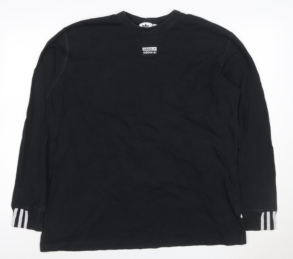 Additional front view of adidas men’s black xl long sleeve logo graphic t-shirt