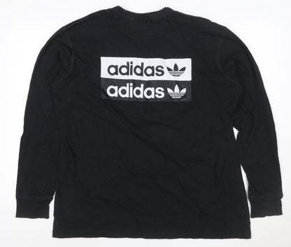 Back view of adidas men’s black xl long sleeve logo graphic t-shirt